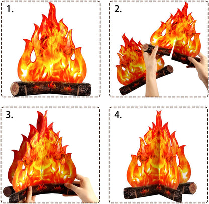 Boao 3D Decorative Cardboard Campfire Centerpiece Artificial Fire Fake Flame Paper Party Decorative Flame Torch (Gold Orange)