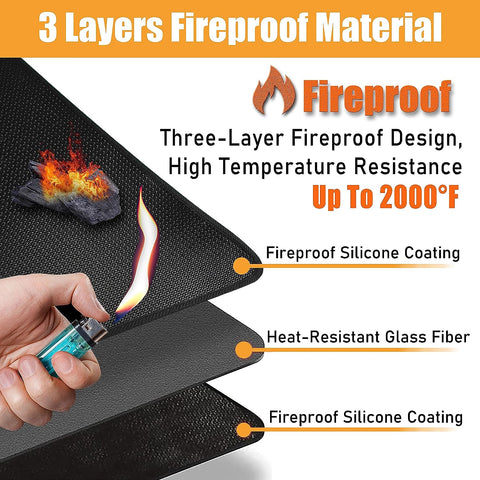 Image of 36 X 30 Inch under Grill Mats for Outdoor Grill - Fireproof Grill Mats for Outdoor Grill Deck and Grass Protector - Water Resistant & Oil Proof- Easy to Clean Fire Pit Mat, Fireplace Mat