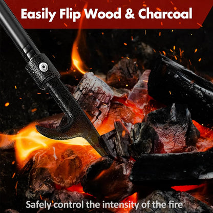 46 Inch Long Fire Poker, Camping Fire Poker Kit for Outdoor Campfire, Fireplace Fire Poker Tools for Indoor Fire