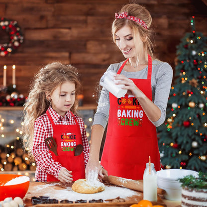 4 Pack Christmas Matching Aprons Christmas Baking Crew Kitchen Apron for Family Cooking Baking