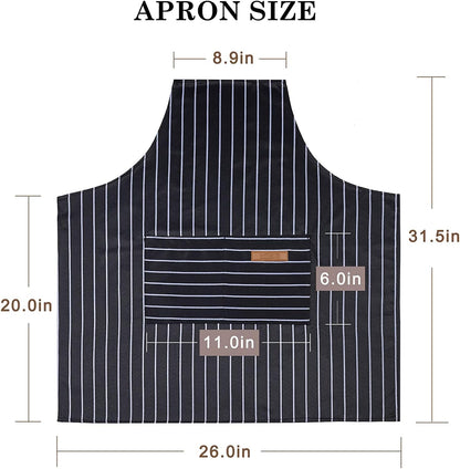 Apron, Adjustable 2 Pack Bib Aprons with 2 Pockets Cooking Kitchen Aprons for Men Women BBQ Outdoors Baking Chef Apron