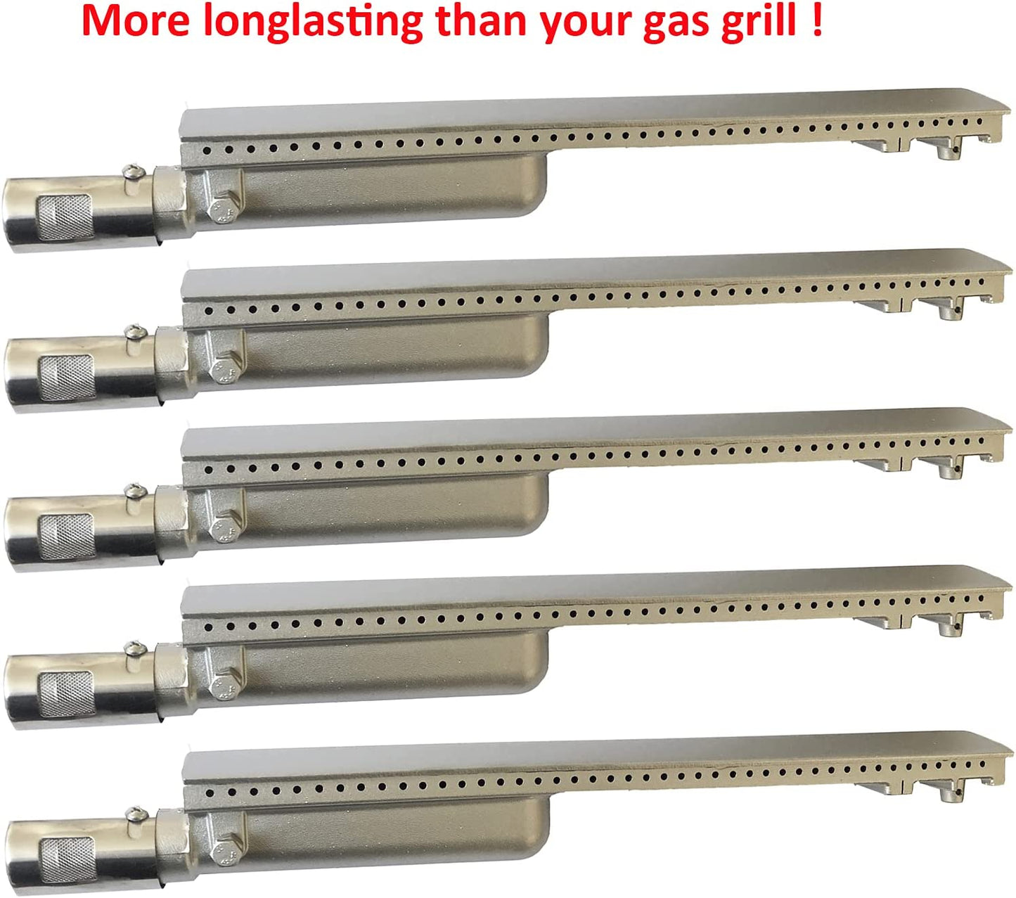 5 Pack Cast Stainless Steel 304 BBQ Grill Burners Upgraded BBQ Replacement Parts for Premium Gas Grills from Bull, Lion, Blaze Cal Flame Aussie Beafeater Steele Broilchef Charbroil Turbo