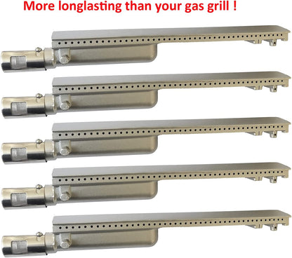 5 Pack Cast Stainless Steel 304 BBQ Grill Burners Upgraded BBQ Replacement Parts for Premium Gas Grills from Bull, Lion, Blaze Cal Flame Aussie Beafeater Steele Broilchef Charbroil Turbo