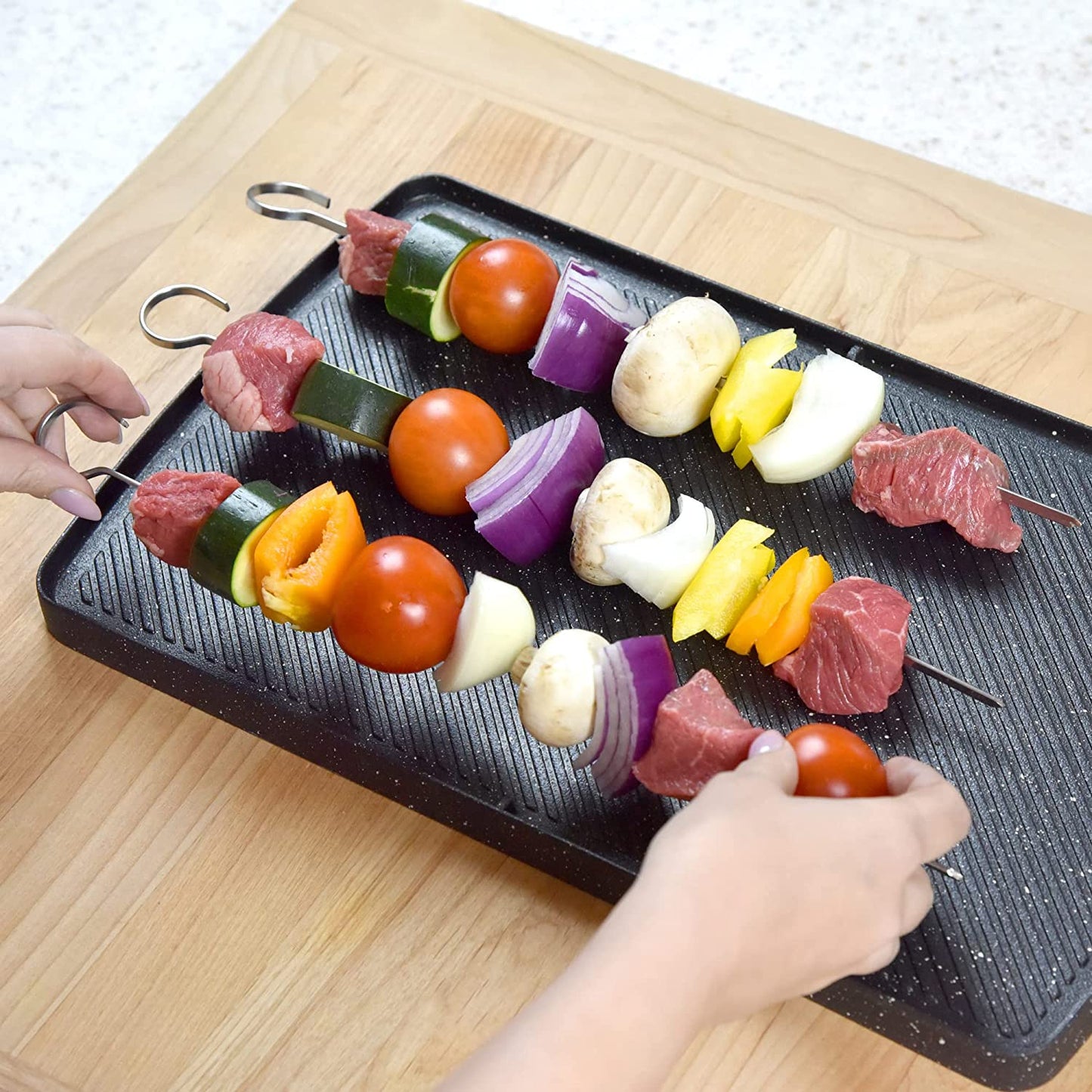 Flat Stainless Steel Kabob Skewers 12 Pack (17 Inch)