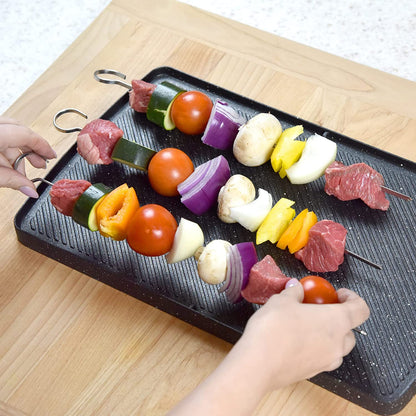 Flat Stainless Steel Kabob Skewers 12 Pack (17 Inch)