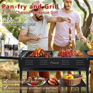 Portable Charcoal Grills for Outdoor BBQ, Foldable Camping Barbecue Hibachi Kabob Grill, 1.6 Ft² Barbeque Area Binchotan Grill with Shelf Carbon Tank and Carry Bag for Backyard Picnic Home