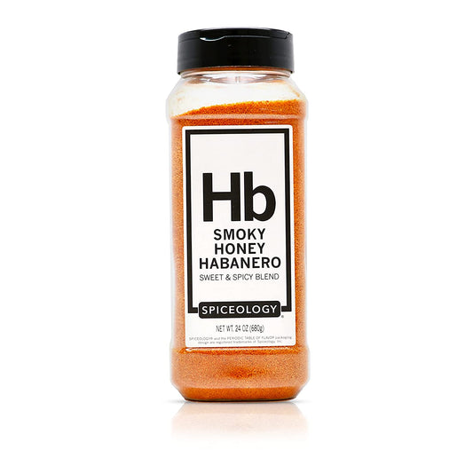 Spiceology - Smoky Honey Habanero - Sweet & Spicy BBQ Rub - Barbeque Rubs, Spice Blends and Seasonings for Smoking or Grilling - Use On: Chicken, Wings, Pork, Steak, Nuts, Butter, Bacon, or Burgers - 24 Oz