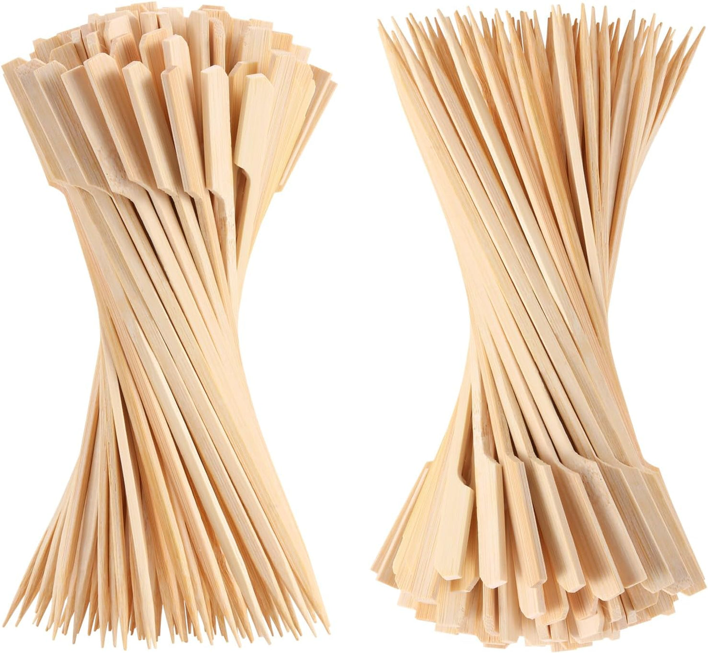 200 PCS Bamboo Skewers for Appetizers, 4.7 Inch Toothpicks, Cocktail Picks for Drinks, Fruit Kababs, Sausage, Barbecue Snacks, Natural Wooden Paddle Skewer Mini Food Sticks, Charcuterie Accessories