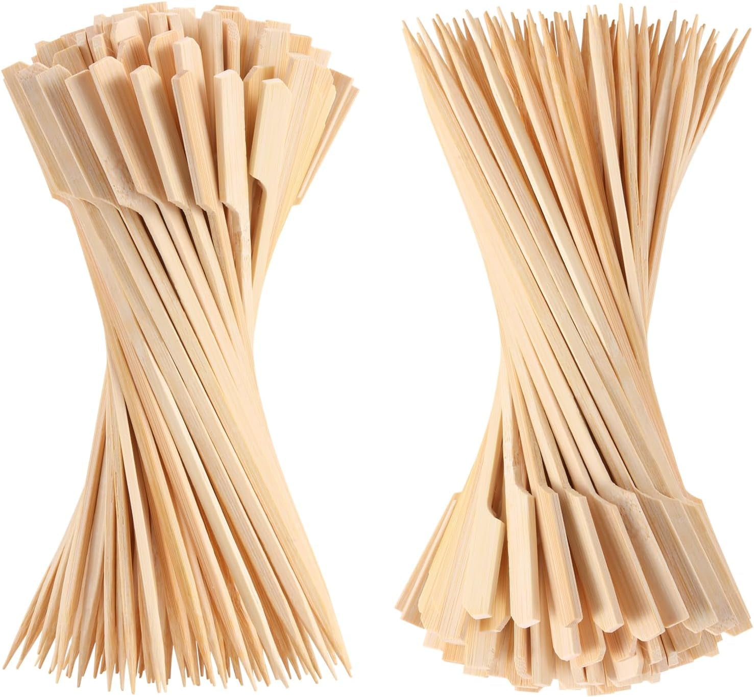 200 PCS Bamboo Skewers for Appetizers, 4.7 Inch Toothpicks, Cocktail Picks for Drinks, Fruit Kababs, Sausage, Barbecue Snacks, Natural Wooden Paddle Skewer Mini Food Sticks, Charcuterie Accessories