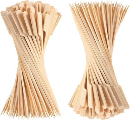 200 PCS Bamboo Skewers for Appetizers, 4.7 Inch Toothpicks, Cocktail Picks for Drinks, Fruit Kababs, Sausage, Barbecue Snacks, Natural Wooden Paddle Skewer Mini Food Sticks, Charcuterie Accessories