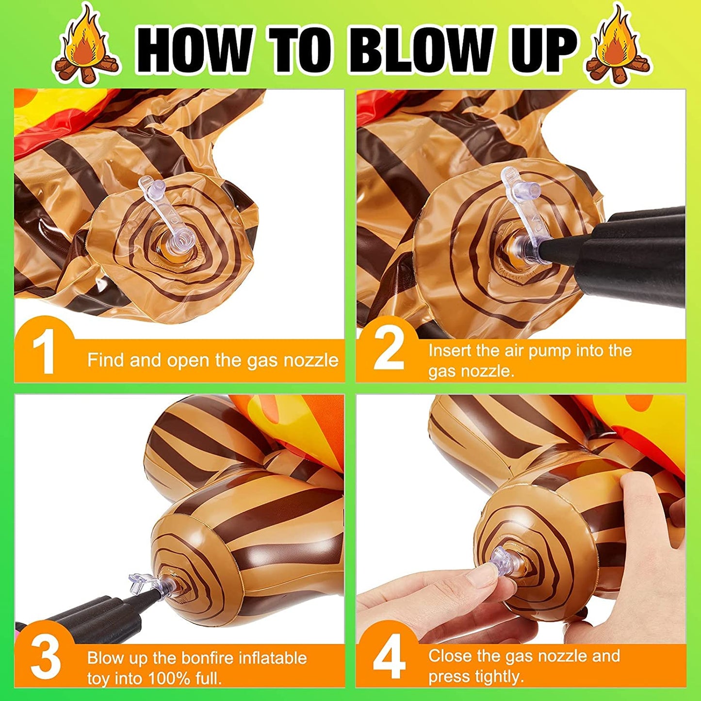Inflatable Fake Campfire Camping Props Bonfire Party Decor Campfire Party Decorations Artificial Flame Campfire for Indoor Camping Overnight and Scene Setting (3 Pieces)
