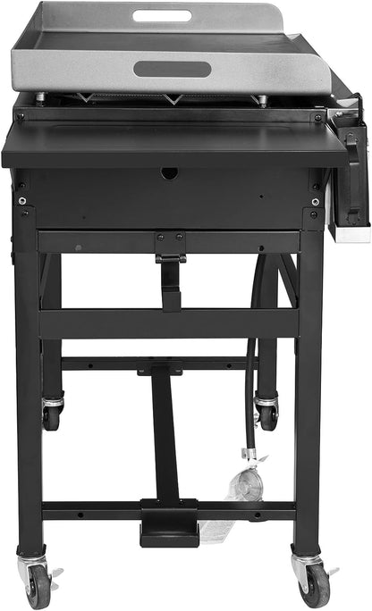 GB4001B 4-Burner Flat Top Gas Grill 52000-BTU Propane Fueled Professional Outdoor Griddle 36Inch Backyard Cooking with Side Table, Black
