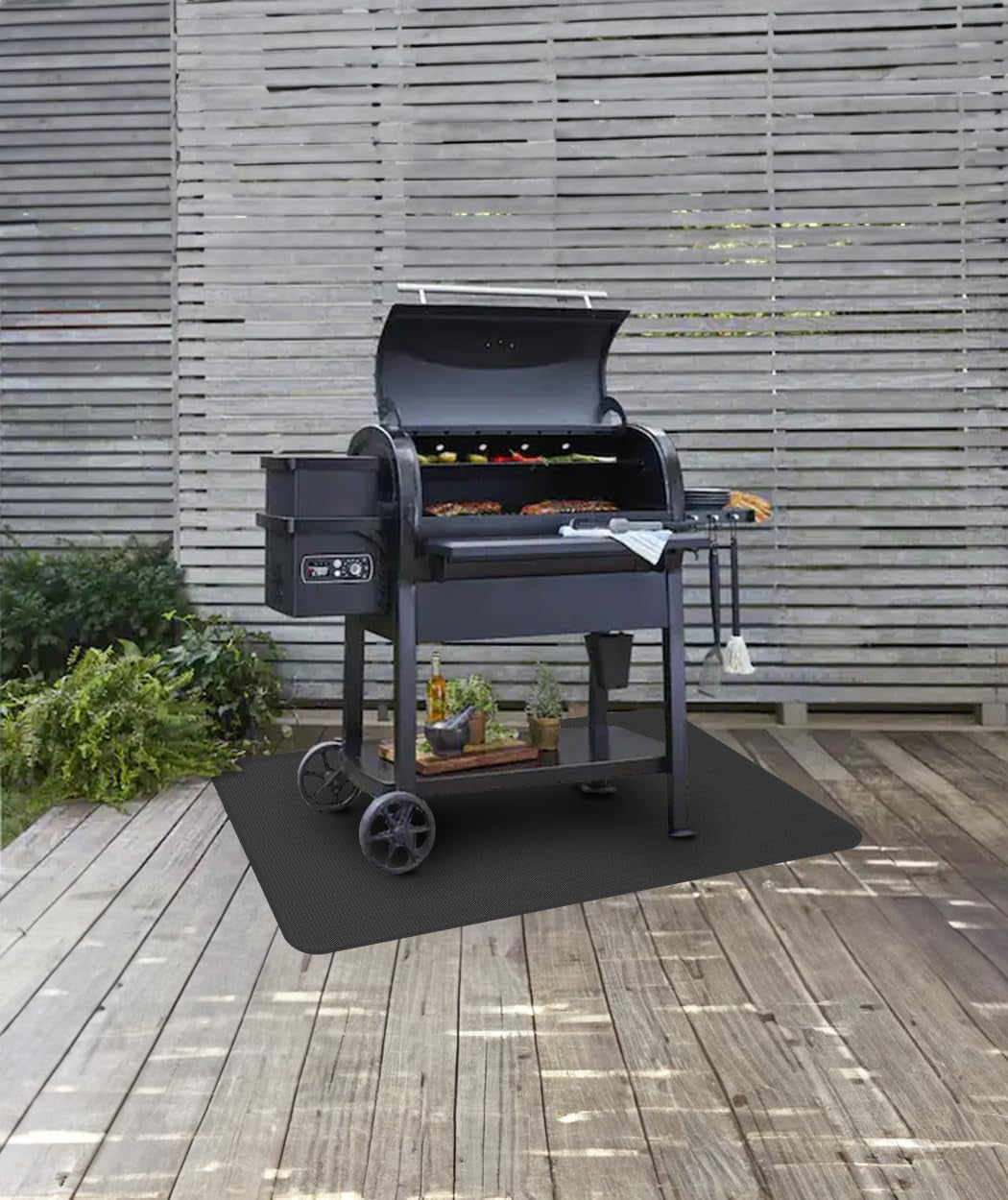 63 X 36'' XXL under Grill Mats for Outdoor Grill Deck Patio Protector, Easy to Clean Fireproof Double-Sided Oil Proof Heat Resistant BBQ Mat, Floor Fireplace Fire Pit Pads Mat (63X36 Inch)