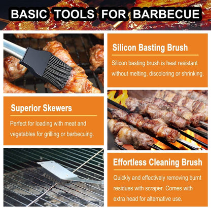 31PC BBQ Grill Accessories Set, Heavy Duty BBQ Tools Set for Men & Women Gift, Grill Utensils Kit with Scissors, Grilling Accessories with Storage Bag for Smoker, Camping Barbecue