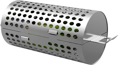 KEESHA BBQ Roller Grill Basket Vegetables & Fish Grill Basket - BBQ Grill Cooking Accessories for Outdoor Grill for Smokers / Pellet Grills / Charcoal Grills / Gas Grills - Perfect Grilling Gifts for Men, Stainless Steel