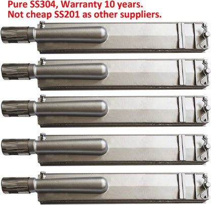 5 Pack Cast Stainless Steel 304 BBQ Grill Burners Upgraded BBQ Replacement Parts for Premium Gas Grills from Bull, Lion, Blaze Cal Flame Aussie Beafeater Steele Broilchef Charbroil Turbo