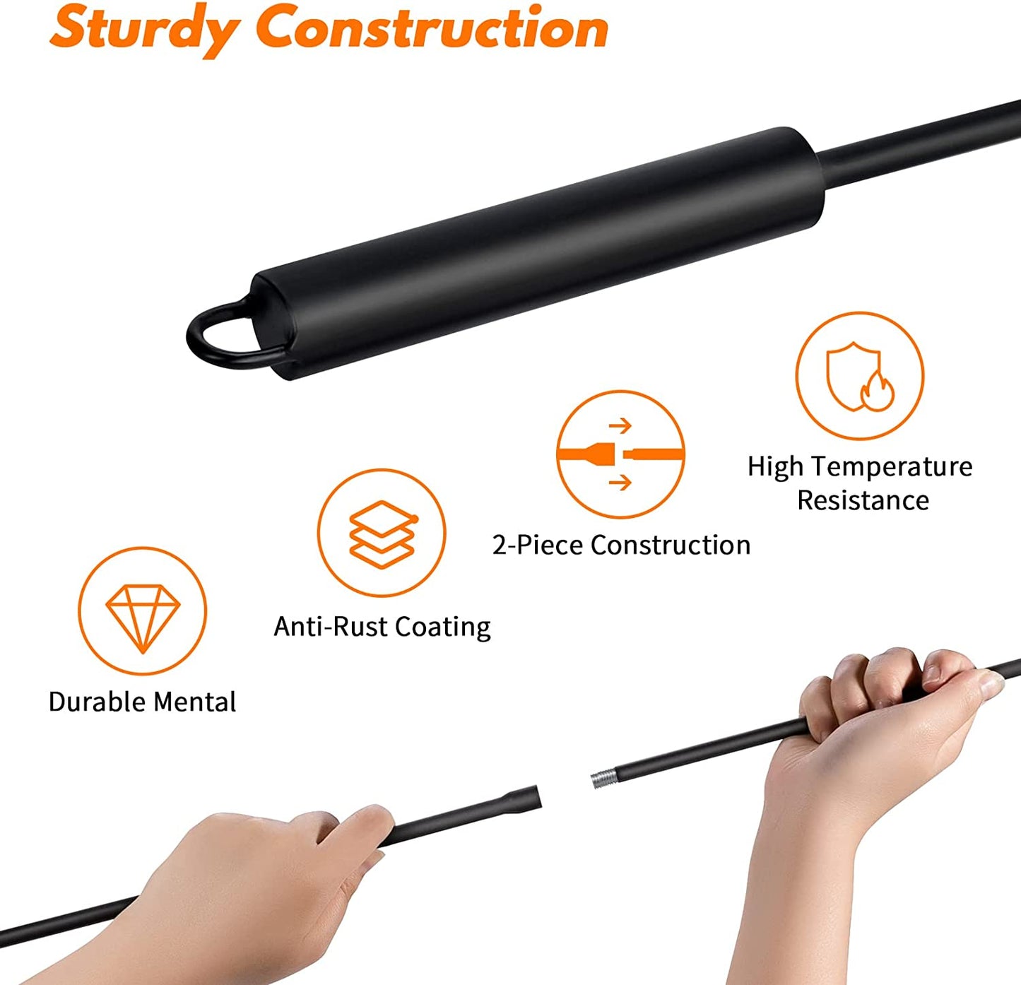 Fire Pit Poker for Fireplace Outdoor - IRIIJANE 32'' Wrought Iron Firepit Poker Stoker Stick for Camping Campfire Black