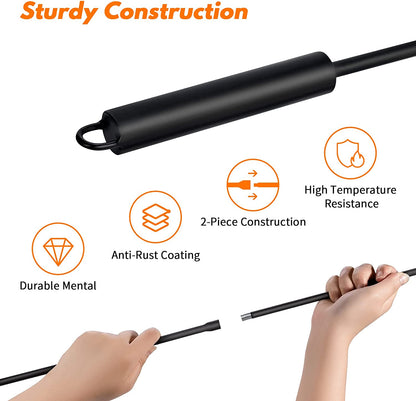 Fire Pit Poker for Fireplace Outdoor - IRIIJANE 32'' Wrought Iron Firepit Poker Stoker Stick for Camping Campfire Black