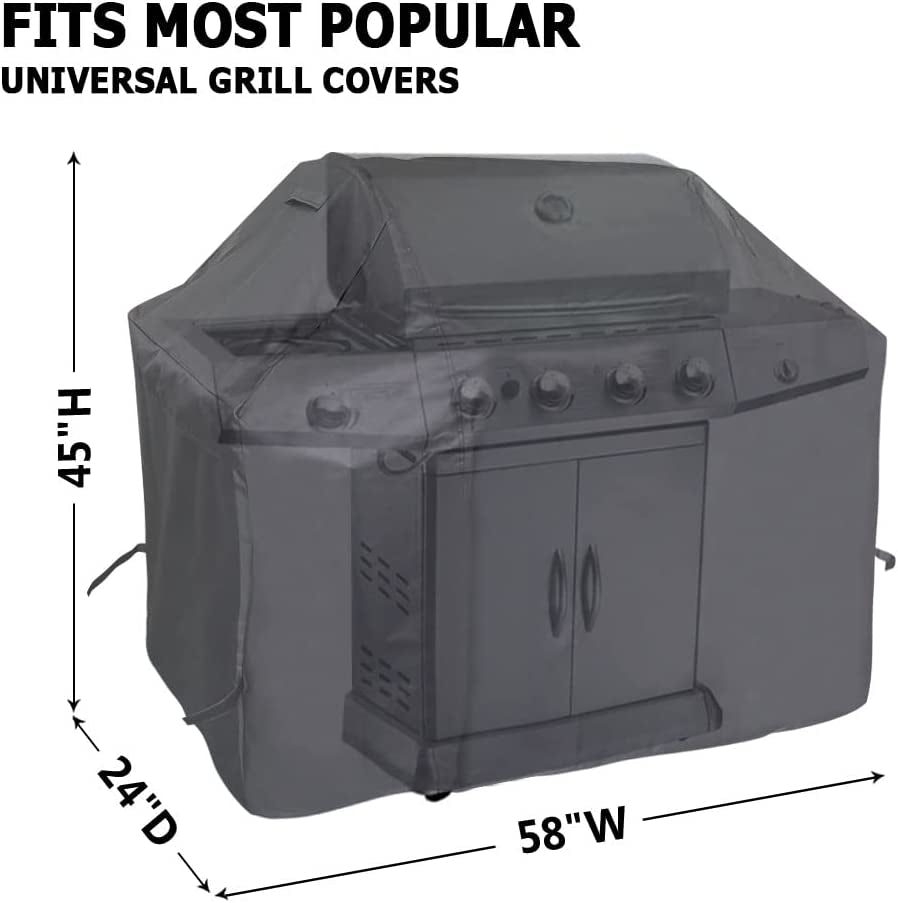 Icover Gas Grill Cover 58 Inch 600D Canvas Waterproof UV Resistant Heavy Duty BBQ Cover 7130 for Weber 3 Burner Grill,Char Broil,Holland, Jenn Air