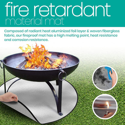 Fire Pit Mat - round Fireproof Mat for under Fire Pit - Easy to Clean Heat Resistant under Grill Mats for Outdoor Grill - Heat Shield Rug Great as a Grill Mat, Smoker Pad, on Patio (24 In)
