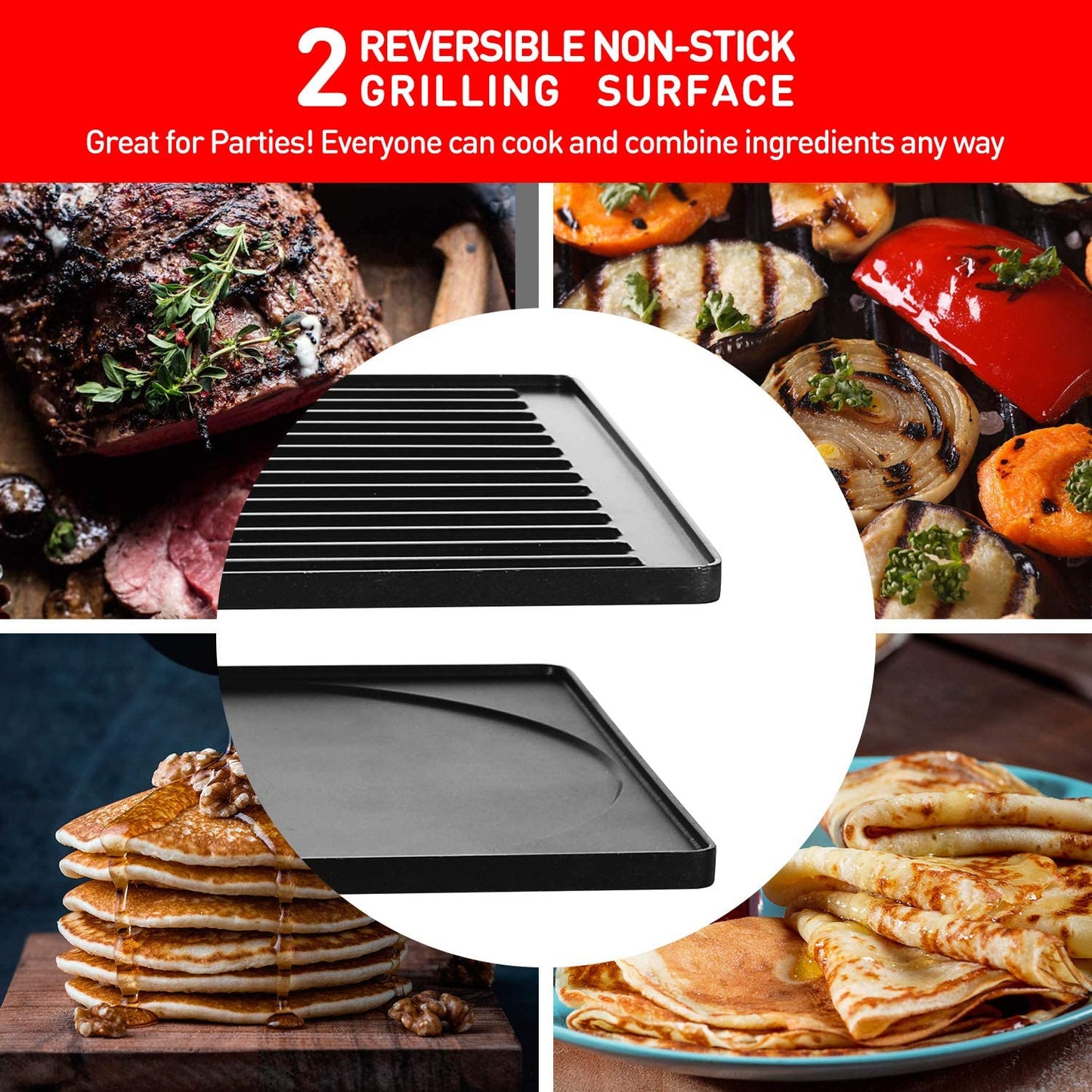 Raclette Table Grill,  Electric Indoor Grill Korean BBQ Grill, Removable 2-In-1 Non-Stick Grill Plate, 1500W Fast Heating with 8 Cheese Melt Pans, Ideal for Parties and Family Fun (Black)