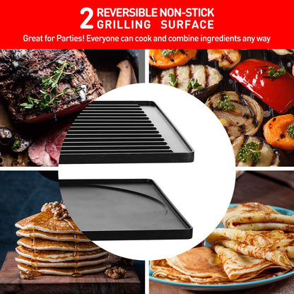 Raclette Table Grill,  Electric Indoor Grill Korean BBQ Grill, Removable 2-In-1 Non-Stick Grill Plate, 1500W Fast Heating with 8 Cheese Melt Pans, Ideal for Parties and Family Fun (Black)