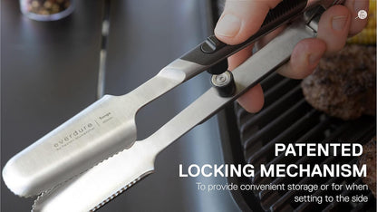 by Heston Blumenthal Premium Medium Grilling Tongs: Brushed Stainless Steel with Soft Grip Handle, Sturdy Tongs for Cooking, Great for Grilling Large Cuts of Meat, Bottle Opener and Hang Zone