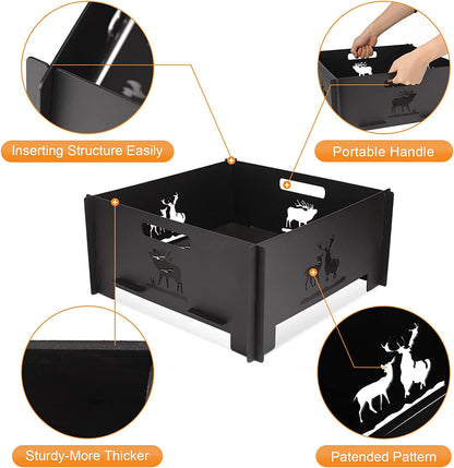 Portable Plug Fire Pit, 15.8 Inch Collapsible Firepits for outside Wood Burning, Folding Outdoor Indoor Accessories for BBQ Camping Travel or Picnic, Foldable Fire Pits Bonfire of Backyard Patio