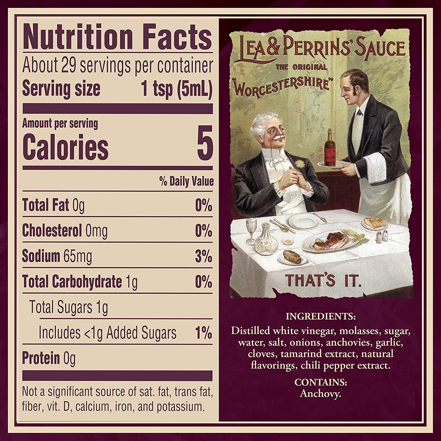 Lea & Perrins the Original Worcestershire Sauce (5 Fl Oz Bottle)
