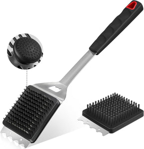 Dreyoo Grill Brush and Scraper, 5 in 1 Wire BBQ Grill Brush for Outdoor Grill with Replaceable Head, 16.5'' Safe Stainless Grill Cleaning Brush Grill Accessories, Ideal Gifts for Grill Lovers Men/Dad