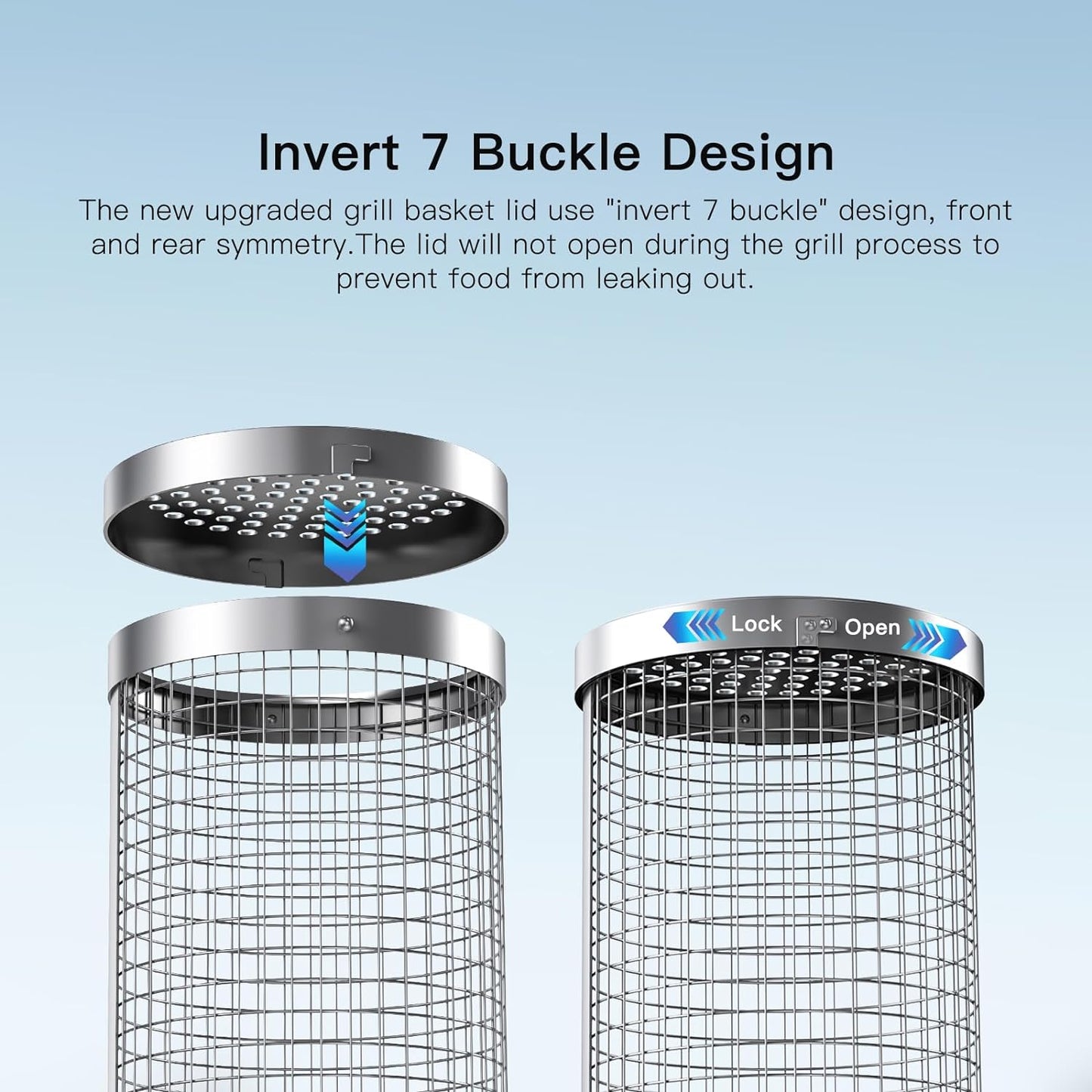 BLOOPIC Grilling Accessories Camping Barbecue Bbq Accessories for Outdoor round Grill Mesh Portable Kitchen Cooking Accessories Tools for Vegetables Steak Large (12.24 X 3.78 X 3.74 Inch)