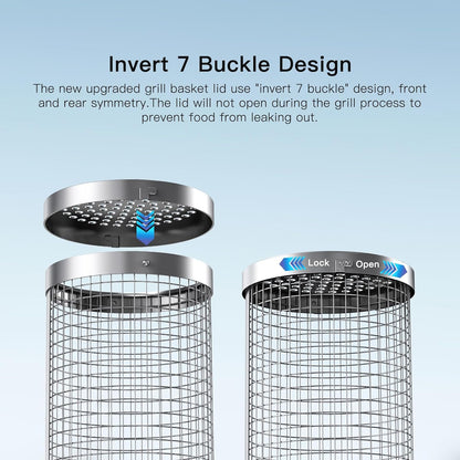 BLOOPIC Grilling Accessories Camping Barbecue Bbq Accessories for Outdoor round Grill Mesh Portable Kitchen Cooking Accessories Tools for Vegetables Steak Large (12.24 X 3.78 X 3.74 Inch)