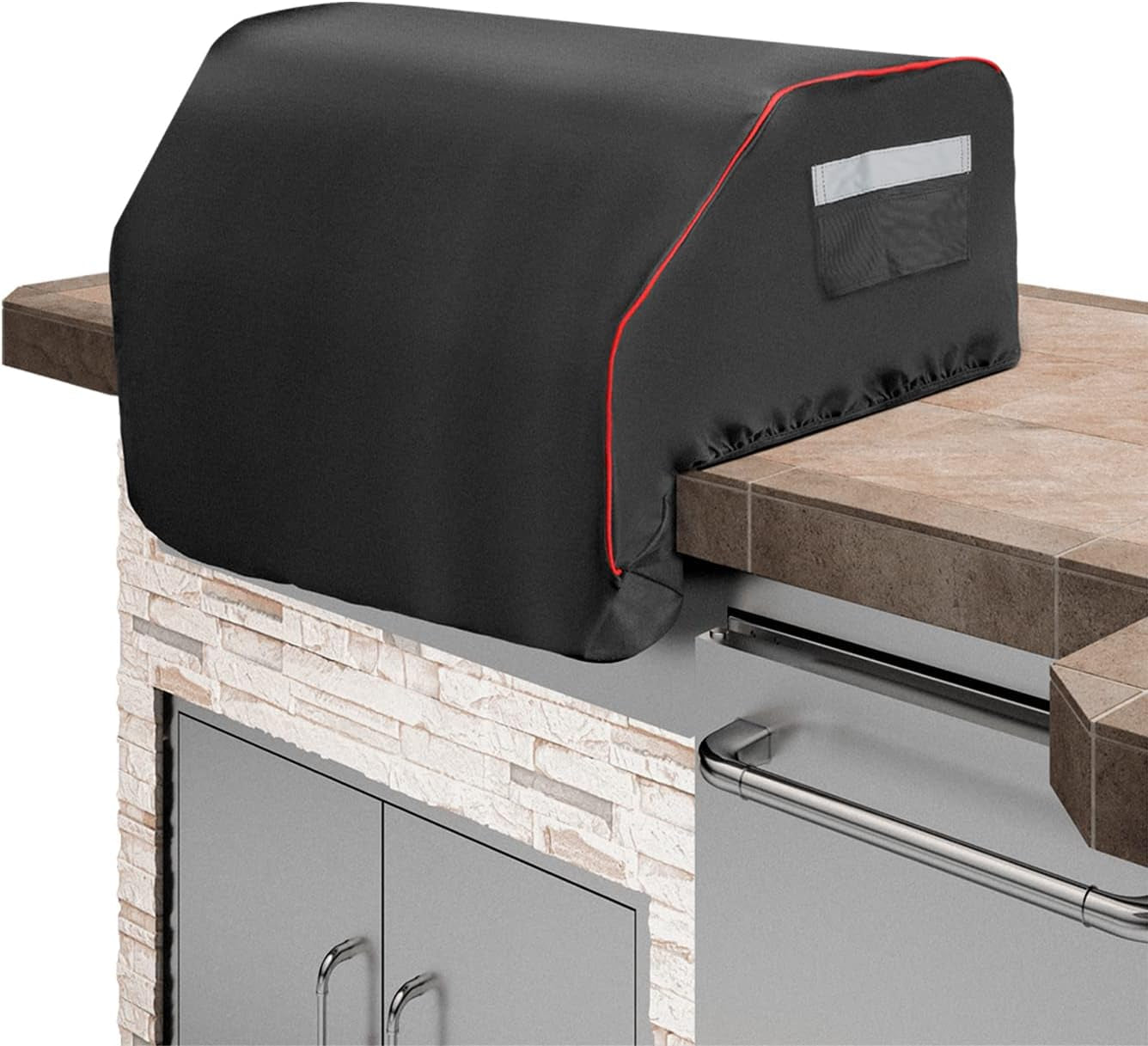 Built–In Grill Cover for Bull 45005, Built in Gas Grills 32 Inch BBQ Grill Top Cover for Bull Lonestar 4 Burner Bull Built in Bill Outlaw, Outdoor 87048 Smoker Waterproof Griddle Cover with Handle