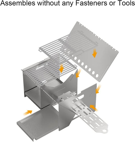 Image of Ajinteby Portable Fire Pits for Wood Burning, Campfire Grill Firepit and Detachable Grill for Picnic, Backyard and Garden BBQ, Heavy Duty Stainless Steel Outdoor Heating, Bonfire and Picnic White