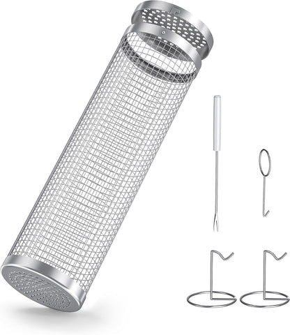BLOOPIC Grilling Accessories Camping Barbecue Bbq Accessories for Outdoor round Grill Mesh Portable Kitchen Cooking Accessories Tools for Vegetables Steak Large (12.24 X 3.78 X 3.74 Inch)