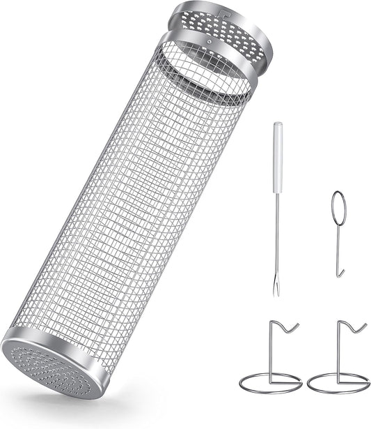 BLOOPIC Grilling Accessories Camping Barbecue Bbq Accessories for Outdoor round Grill Mesh Portable Kitchen Cooking Accessories Tools for Vegetables Steak Large (12.24 X 3.78 X 3.74 Inch)