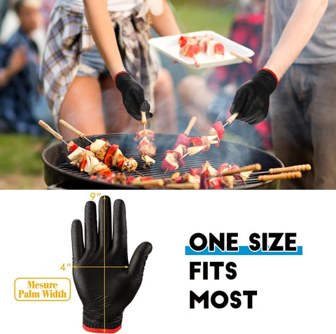 Image of 200 Pcs Disposable BBQ Gloves with 4 Pairs Cotton Liners Grilling Gloves BBQ Cooking Gloves (Black, Dark Gray, X-Large)