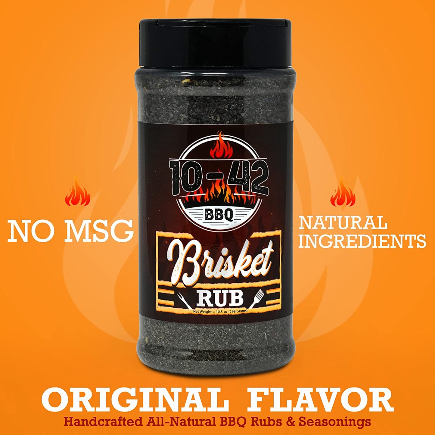 10-42 BBQ Brisket Rub - All-Natural Spice Seasoning for Steak, Rib, Beef Brisket - Barbecue Meat Seasoning Dry Rub - BBQ Rubs and Spices for Smoking and Grilling - No MSG, 0 Calorie - 10.5Oz Bottle
