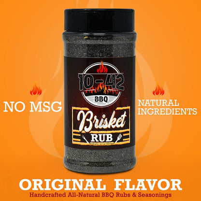 10-42 BBQ Brisket Rub - All-Natural Spice Seasoning for Steak, Rib, Beef Brisket - Barbecue Meat Seasoning Dry Rub - BBQ Rubs and Spices for Smoking and Grilling - No MSG, 0 Calorie - 10.5Oz Bottle