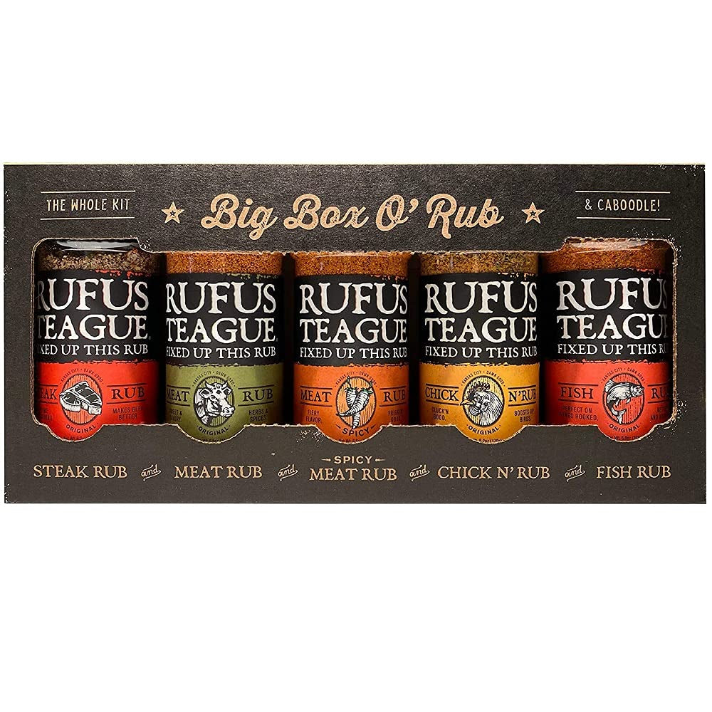 Rufus Teague - Big Box O' Rub Variety Pack - Premium BBQ Rub - 5 Bottles