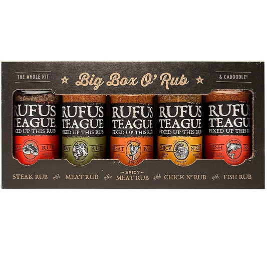 Rufus Teague - Big Box O' Rub Variety Pack - Premium BBQ Rub - 5 Bottles