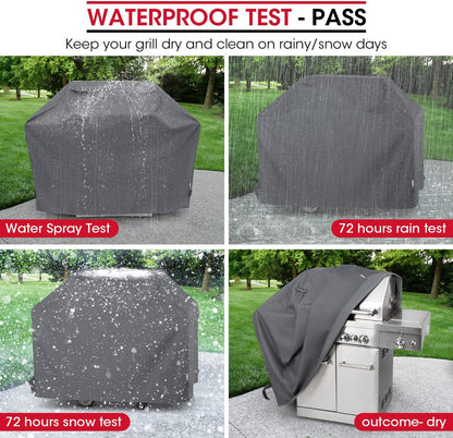 Unicook Grill Cover for Outdoor Grill, 60 Inch BBQ Cover, Heavy Duty Waterproof, Fade Resistant, Weather Resistant, Anti-Rip, Gas Grill Cover Compatible with Weber, Char-Broil, Nexgrill, Etc. Grey