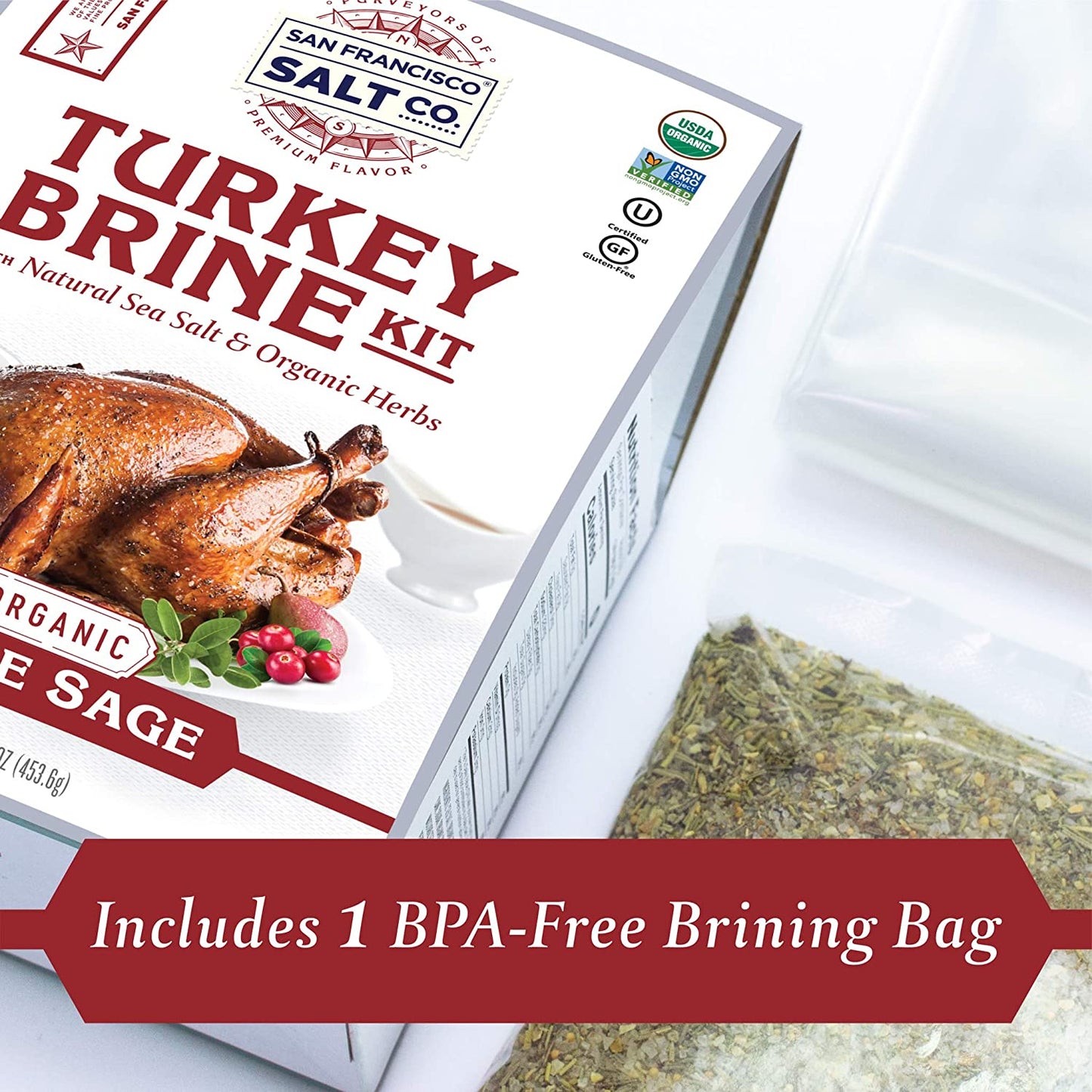 Organic Turkey Brine Kit - 16 Oz. Apple Sage with Brine Bag by San Francisco Salt Company