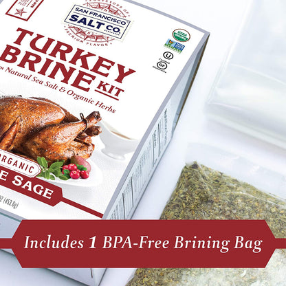 Organic Turkey Brine Kit - 16 Oz. Apple Sage with Brine Bag by San Francisco Salt Company