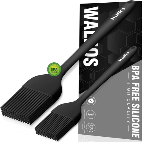 Image of Walfos Silicone Basting Pastry Brush, Heat Resistant Pastry Brush Set, Strong Steel Core and One-Pieces Design, Perfect for BBQ Grill Baking Kitchen Cooking, BPA Free and Dishwasher Safe (2 Pcs)