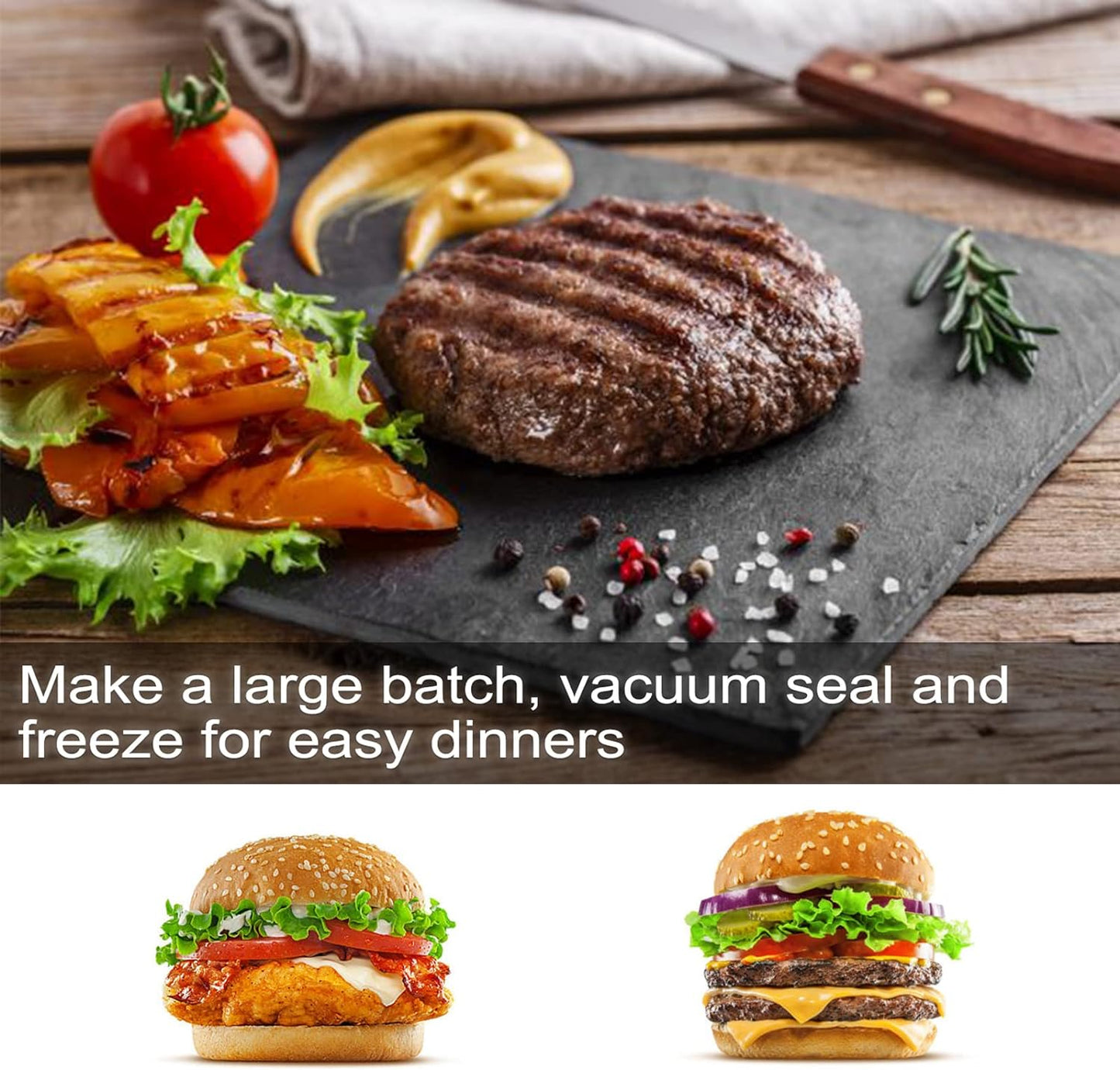 Chengqism Burger Press, Adjustable Hamburger Patty Maker 4.2" Stainless Steel Hamburger Press Patty Making Molds Patties for Beef, Vegetables, Meat, BBQ Barbecue Homemade Hamburger