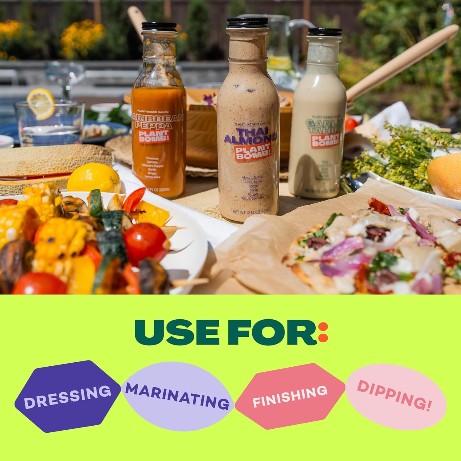 Plant Bomb Garlic Tahini Plant-Based Sauce, Marinade & Dressing - Gluten-Free, Non-Gmo, Dairy-Free, No Sugar Added - Vegan, Paleo, Low Carb, Keto Friendly - 12 Ounce (Pack of 2)