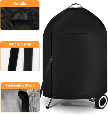 Icover Grill Cover for Weber 22 Inch Charcoal Kettle- Heavy Duty Waterproof BBQ Cover for Weber Char-Broil 22 Inch Charcoal Kettle Grills