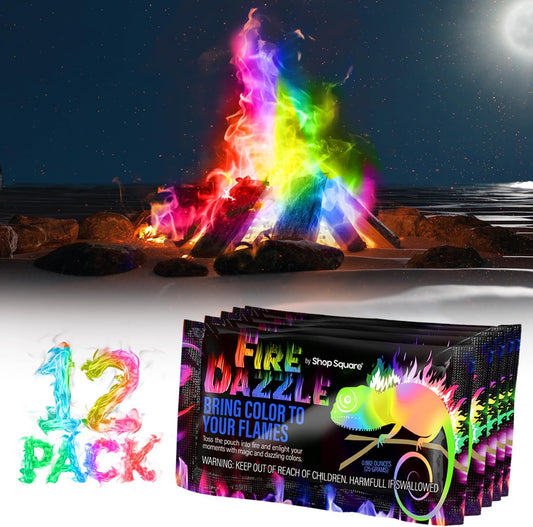 Fire Dazzle Fire Color Changing Packets - Fire Color Packets for Fire Pit, Campfires, Outdoor Fireplaces - 12 Pack Color Fire Packets, Camping Accessories for Kids and Adults