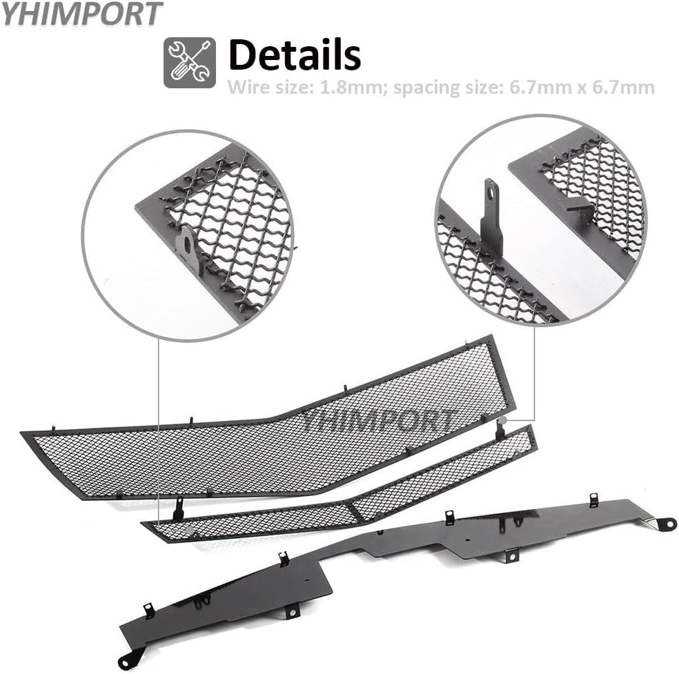 Stainless Steel Mesh Grille Compatible with 2008 2009 2010 2011 2012 2013 Cadillac CTS Black Grill Include Upper+Lower Front Grill Insert (Black Powder Coated)
